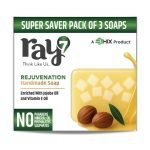 RAY7 Rejuvenation Handmade Soap, Glycerin Based with Jojoba Oil and Vitamin E Oil, Moisturising and Hydrating, for Glowing Soft Skin, Sulphate Free, Paraben Free, 100g, Pack of 3